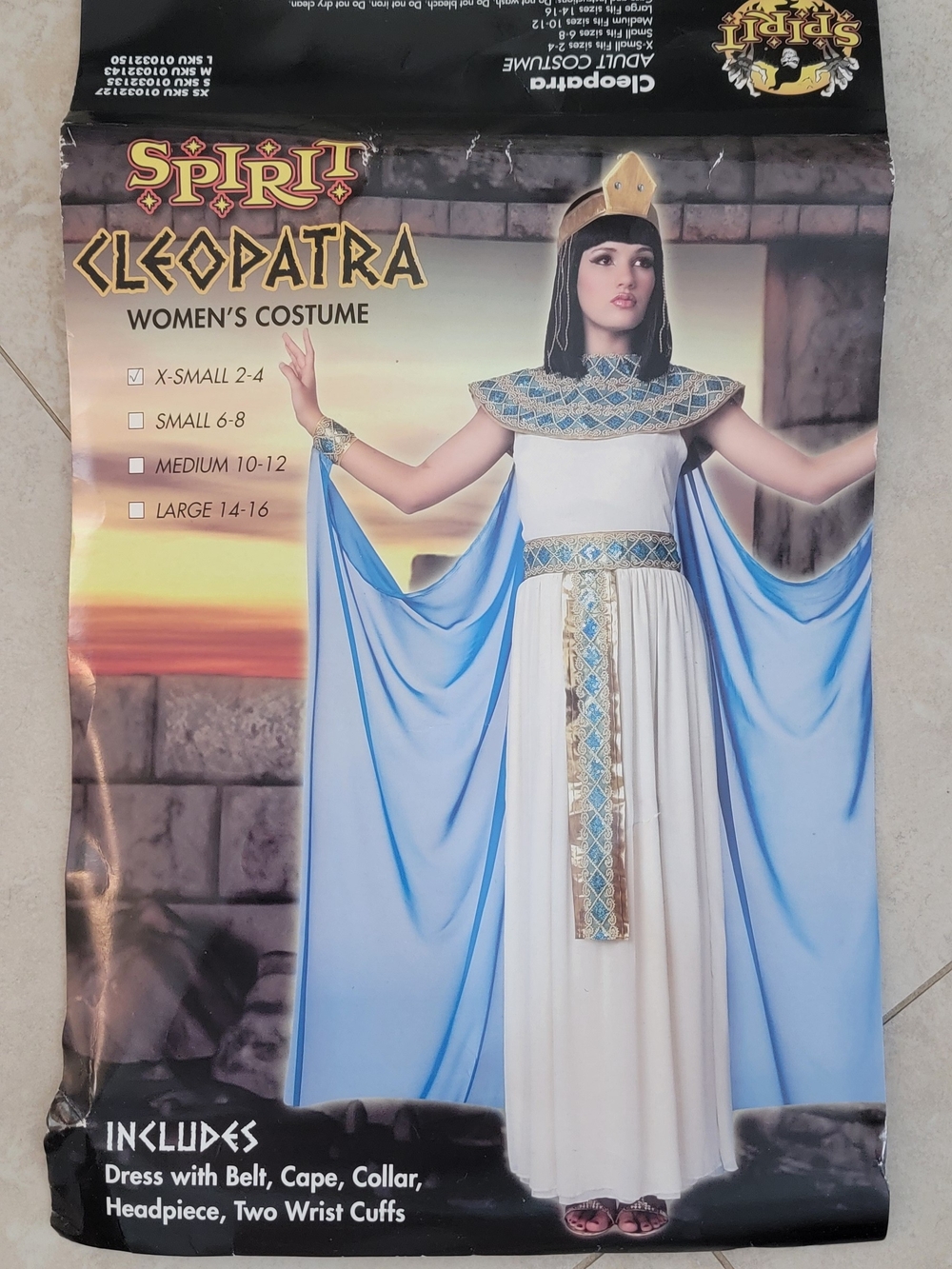 Cleopatra Women's Costume in White, Light Blue & Gold, X-Small